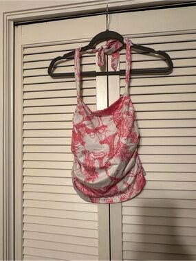 Pink Floral Halter Tank Top
